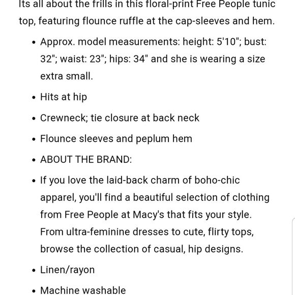 Free People Summer in Tulum Sleeveless Top/Tunic - Picture 8 of 8